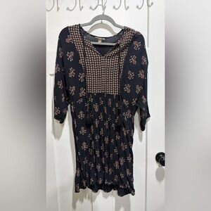 Floral Patterned Black Women's dress